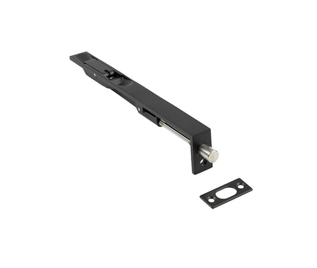 High quality image of Frelan - Stainless Steel Flush Bolts JMB51 Black 203mm x 20mm Square Forend Sku. JMB51