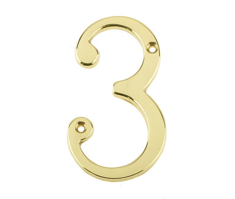 High quality image of Frelan - 75MM PB Screwfix numeral 3 | Sku. jn-3 | available to order from Trade Door Handles in Kendal.