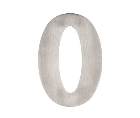 This is an image showing the Frelan - 150mm No.0 Numeral - Grade 304 Satin Stainless Steel available to order from Trade Door Handles in Kendal