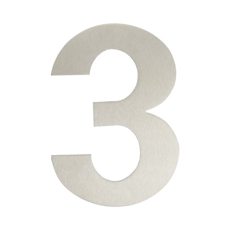 High quality image of Frelan - 150mm No.3 Numeral - Grade 304 Satin Stainless Steel | Sku. fh-jnss-3 | Trade Door Handles.