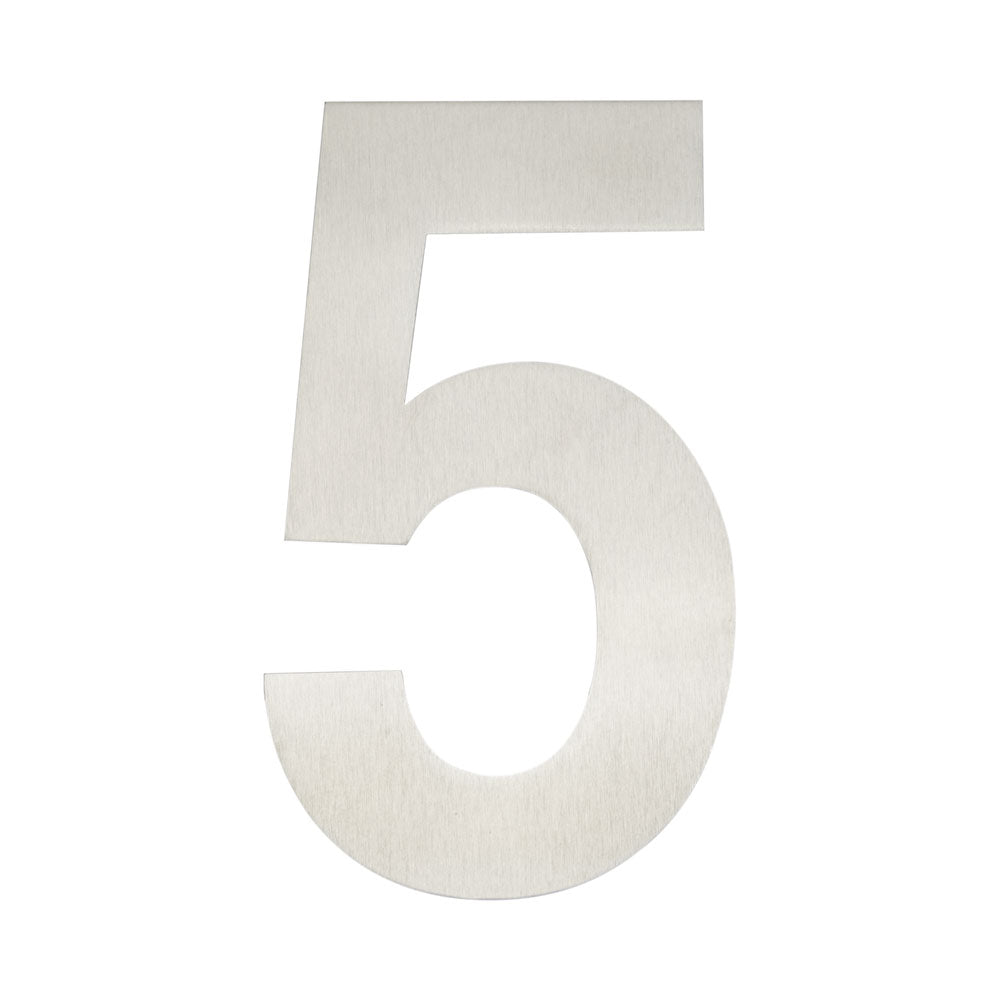 High quality image of Frelan - 150mm No.5 Numeral - Grade 304 Satin Stainless Steel | Sku. fh-jnss-5 | Trade Door Handles.
