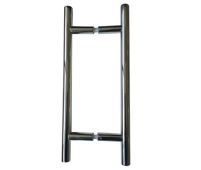 This is an image showing the Frelan - Back to Back Guardsman Pull Handle 400x19mm (300mm Centres) - Grade 304 available to order from Trade Door Handles in Kendal