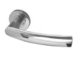 This is an image showing the Frelan - Luma Lever on Round Rose - Grade 304 Polished Stainless Steel available to order from Trade Door Handles in Kendal