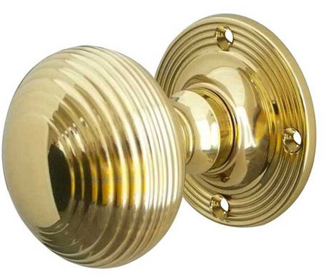 High quality image of Frelan - Jedo Reeded Mortice Door Knobs 53mm Polished Brass Sku. JR6MPB