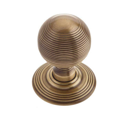 High quality image of Frelan - Jedo Reeded Mortice Door Knobs 62mm Antique Brass Sku. JR8MAB