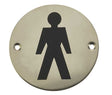 High quality image of Frelan - Male Sex Symbol - Signage 75mm Dia. - Polished Stainless Steel | Sku. js102pss | available to order from Trade Door Handles in Kendal.