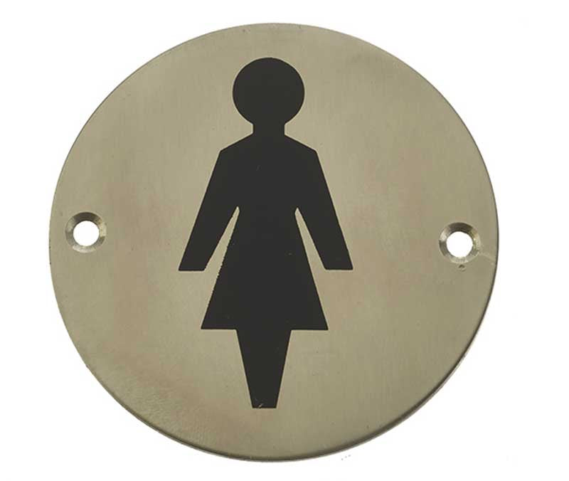 High quality image of Frelan - Female Sex Symbol - Signage 75mm Dia. - Satin Stainless Steel | Sku. js103sss | available to order from Trade Door Handles in Kendal.