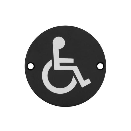 High quality image of Frelan - Stainless Steel Disabled Symbol 75mm Black Sku. JS104MB