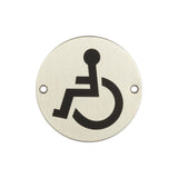 High quality image of Frelan - Stainless Steel Disabled Symbol 75mm Satin Stainless Steel Sku. JS104SSS