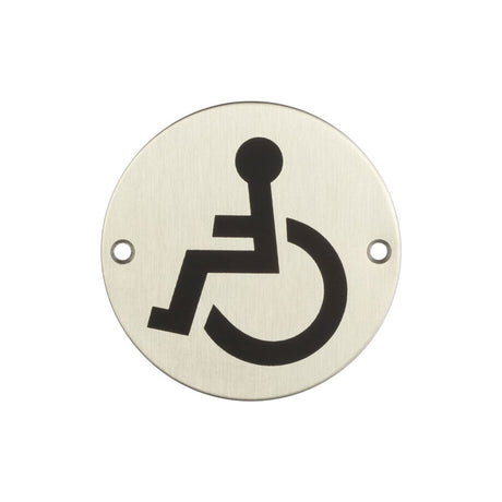 High quality image of Frelan - Stainless Steel Disabled Symbol 75mm Satin Stainless Steel Sku. JS104SSS