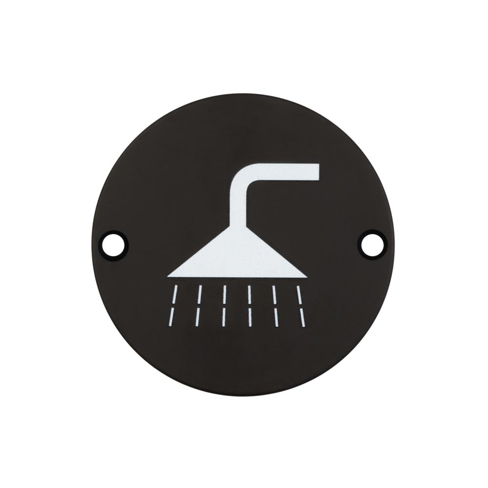 High quality image of Frelan - Stainless Steel Shower Symbol 75mm Black Sku. JS106MB