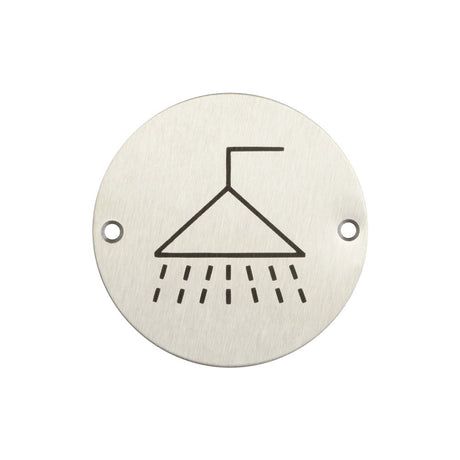 High quality image of Frelan - Stainless Steel Shower Symbol 75mm Satin Stainless Steel Sku. JS106SSS