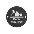 This is an image showing the Frelan - Stainless Steel Baby Change Symbol 75mm Black available to order from Trade Door Handles in Kendal