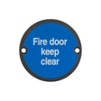 High quality image of Frelan - Stainless Steel Fire Door Keep Clear 75mm Black Sku. JS108MB