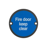 High quality image of Frelan - Stainless Steel Fire Door Keep Clear 75mm Black Sku. JS108MB