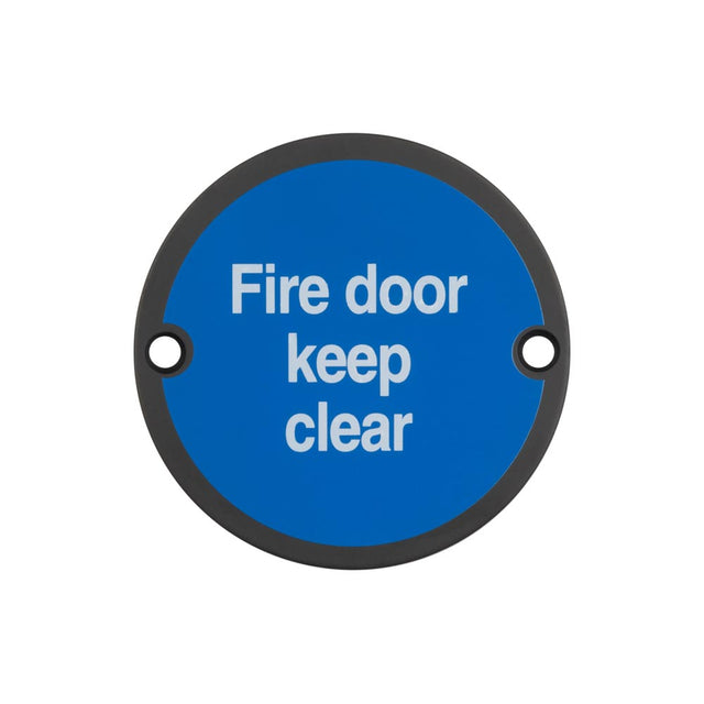 High quality image of Frelan - Stainless Steel Fire Door Keep Clear 75mm Black Sku. JS108MB
