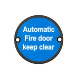 High quality image of Frelan - Stainless Steel Automatic Fire Door Keep Clear 75mm Black Sku. JS110MB
