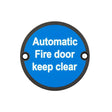 This is an image showing the Frelan - Stainless Steel Automatic Fire Door Keep Clear 75mm Black available to order from Trade Door Handles in Kendal