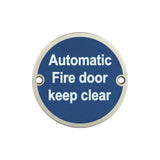 High quality image of Frelan - Stainless Steel Automatic Fire Door Keep Clear 75mm Satin Stainless Steel Sku. JS110SSS
