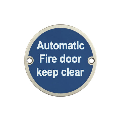 High quality image of Frelan - Stainless Steel Automatic Fire Door Keep Clear 75mm Satin Stainless Steel Sku. JS110SSS