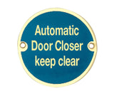 High quality image of Frelan - Stainless Steel Automatic Door Closer Keep Clear 75mm Polished Brass Sku. JS111PB