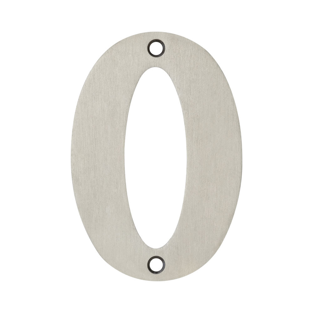High quality image of Frelan - 100mm No.0 Numeral - Grade 304 Satin Stainless Steel | Sku. fh-jss-0 | Trade Door Handles.