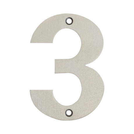 High quality image of Frelan - 100mm Numerals SSS Finish 100mm Satin Stainless Steel No. 3 Sku. JSS-3