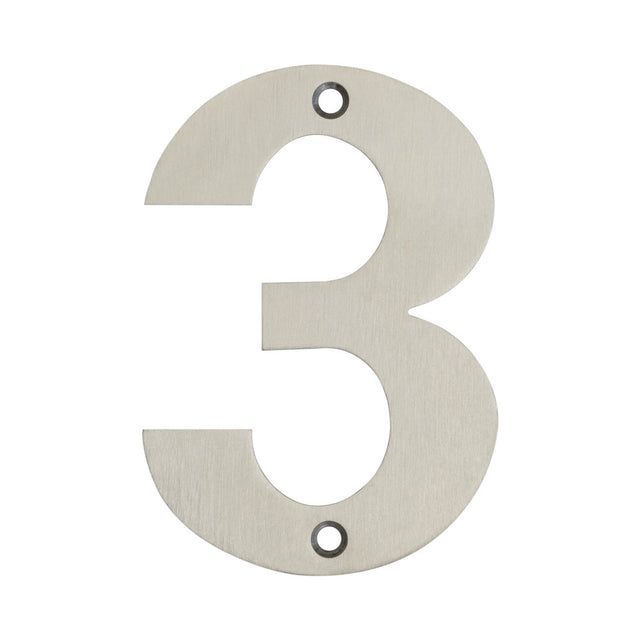 High quality image of Frelan - 100mm Numerals SSS Finish 100mm Satin Stainless Steel No. 3 Sku. JSS-3
