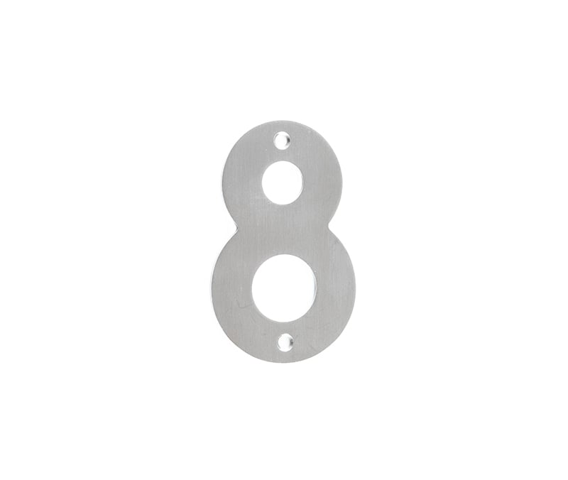 This is an image showing the Frelan - 100mm No.8 Numeral - Grade 304 Satin Stainless Steel available to order from Trade Door Handles in Kendal