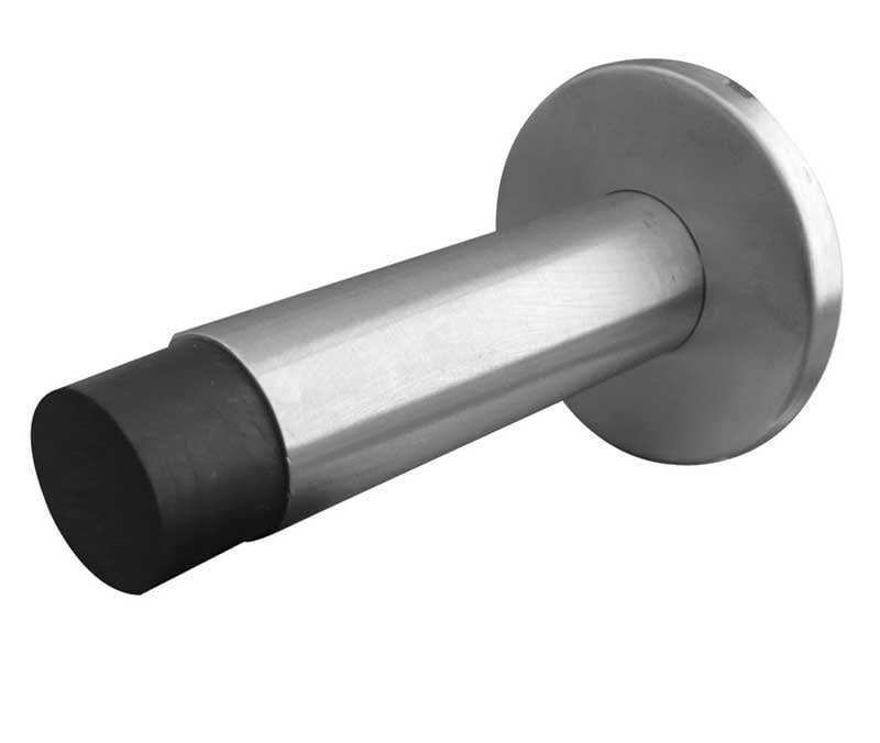 This is an image showing the Frelan - Cylinder Projecting Door Stop with Rose - Grade 304 Satin Stainless Ste available to order from Trade Door Handles in Kendal