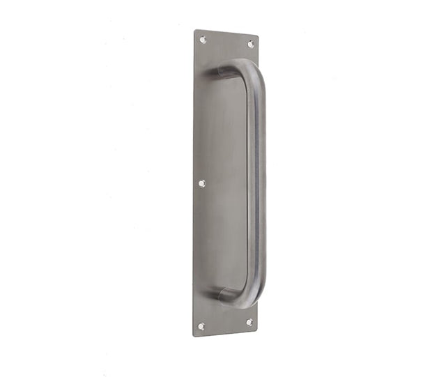 This is an image showing the Frelan - Pull Handle on Plate 225x19mm - Grade 304 Satin Stainless Steel available to order from Trade Door Handles in Kendal