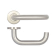 High quality image of Frelan - Orbit 19mm Door Handle on 8mm Sprung Rose Grade 201 Satin Stainless Steel Sku. JSS202
