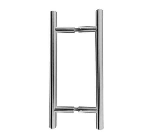 This is an image showing the Frelan - Back to Back Guardsman Pull Handle 325x19mm (225mm Centres) - Grade 304 available to order from Trade Door Handles in Kendal