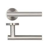 High quality image of Frelan - Atlanta Door Handles on Rose Grade 304 Satin Stainless Steel Sku. JSS412