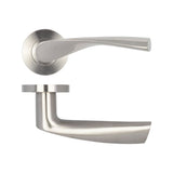 High quality image of Frelan - Vecta Door Handle on Rose Grade 304 Satin Stainless Steel Sku. JSS501
