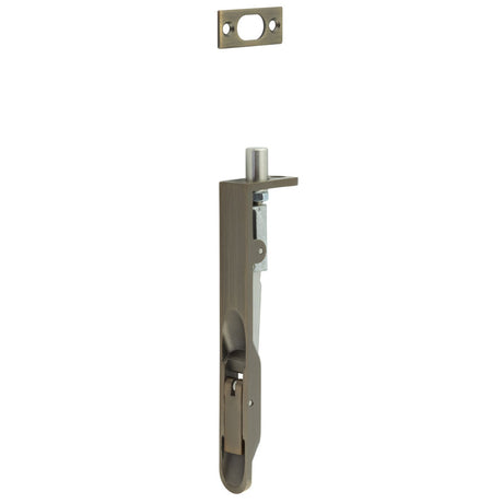 High quality image of Frelan - Lever Action Radius Flush Bolt 150x20mm Antique Brass Sku. JSS50RAB