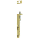 High quality image of Frelan - Lever Action Radius Flush Bolt 150x20mm Satin Brass Sku. JSS50RSB