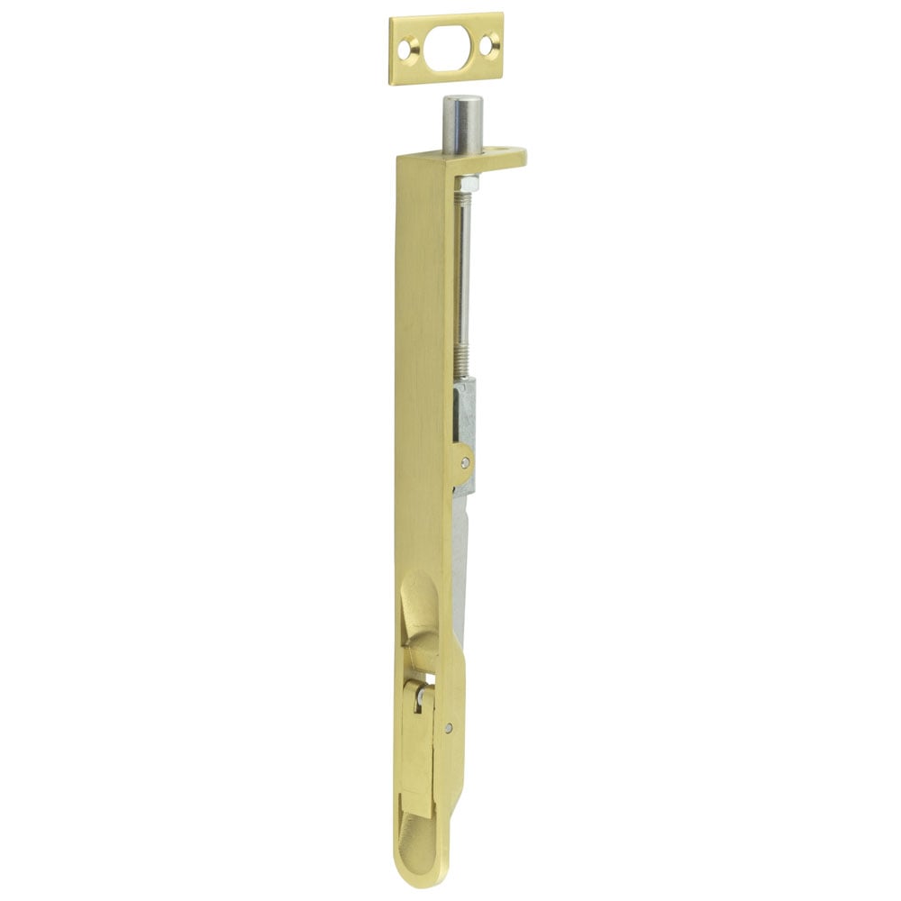 High quality image of Frelan - Lever Action Flush Bolt Radiused Forend 203x20mm Satin Brass | Sku. jss51rsb | available to order from Trade Door Handles in Kendal.