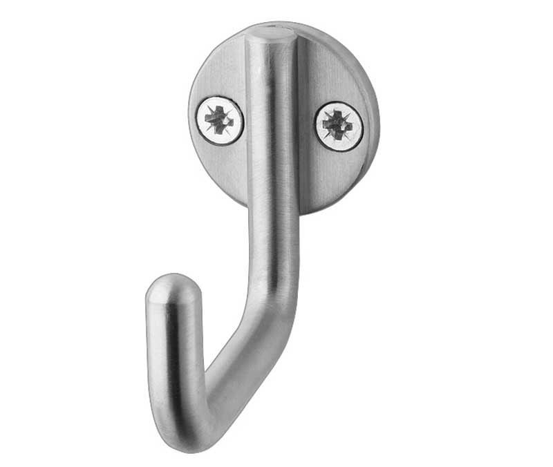 This is an image showing the Frelan - Single Robe Hook - Grade 304 Satin Stainless Steel available to order from Trade Door Handles in Kendal