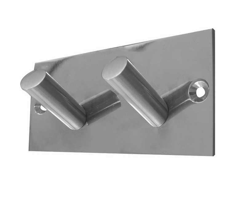 This is an image showing the Frelan - Double Robe Hook - Grade 304 Satin Stainless Steel available to order from Trade Door Handles in Kendal