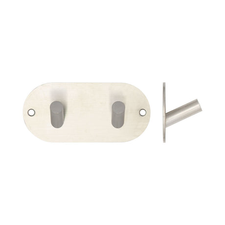 High quality image of Frelan - Double Robe Hook 90x45mm Satin Stainless Steel Sku. JSS902C