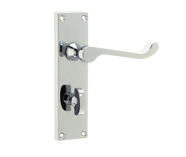 High quality image of Frelan - Victorian Scroll Door Handle on Bathroom Plate Polished Chrome Sku. JV10BPC