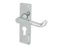 High quality image of Frelan - Victorian Scroll Door Handle on Euro Profile Lockplate Polished Chrome Sku. JV10EPC