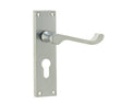 High quality image of Frelan - Victorian Scroll Door Handle on Euro Profile Lockplate Satin Chrome Sku. JV10ESC