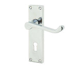 High quality image of Frelan - Victorian Scroll Door Handle on Lockplate Polished Chrome Sku. JV10PC
