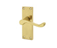 High quality image of Frelan - Victorian Scroll Door Handle on Short Latchset Plate Polished Brass Sku. JV11PB