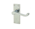 High quality image of Frelan - Victorian Scroll Door Handle on Short Latchset Plate Satin Chrome Sku. JV11SC
