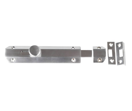 High quality image of Frelan - Jedo Architectural Slide Door Bolts 150x35mm Satin Nickel Sku. JV168SN