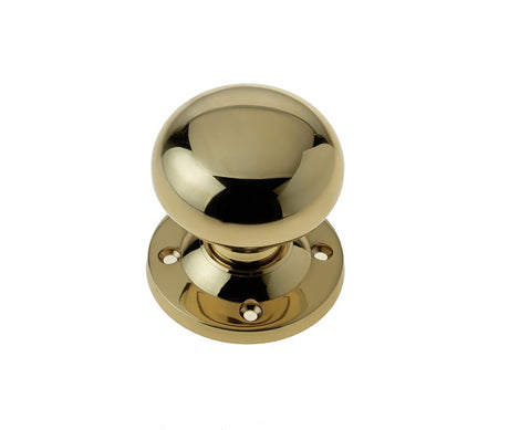 This is an image showing the Frelan - Mushroom Unsprung Mortice Knobs - Polished Brass available to order from Trade Door Handles in Kendal