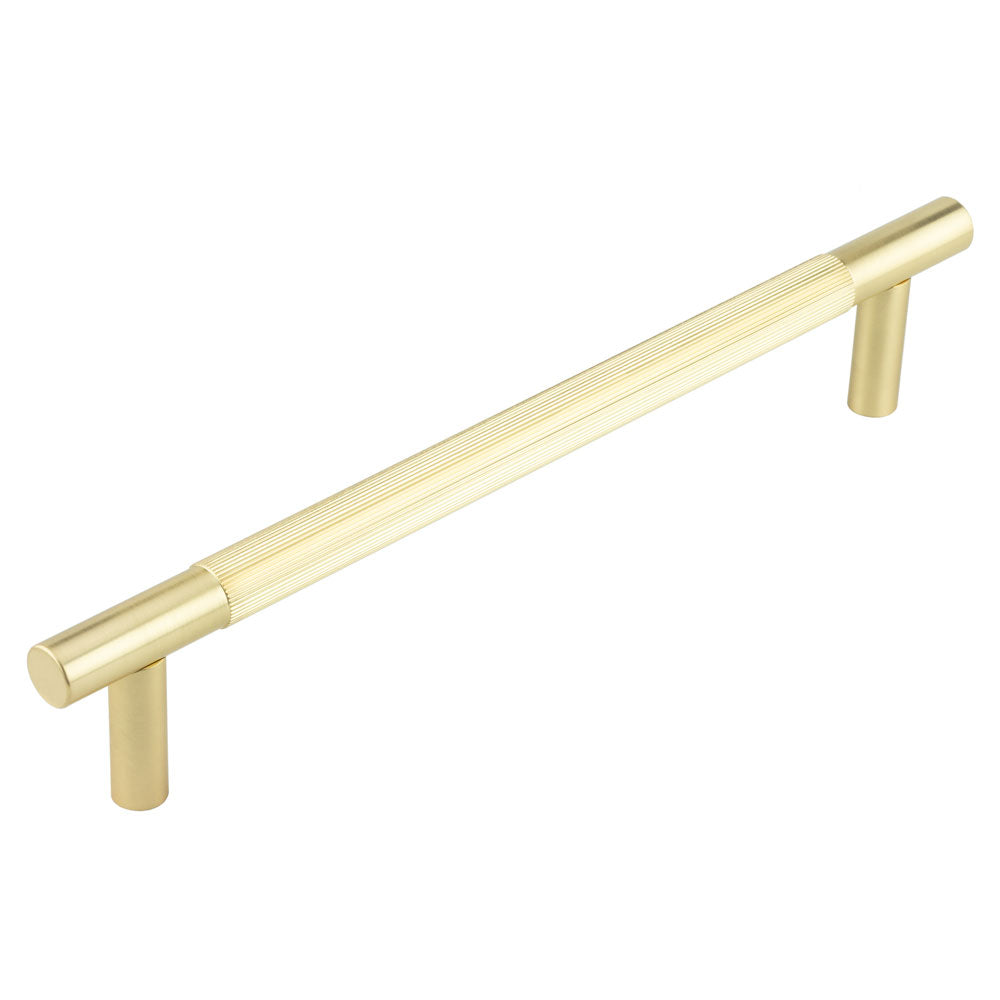 High quality image of Frelan - Venice Linear Knurled 300x19mm Satin Brass Pull Handle Face Fix Sku. JV1803SBFF